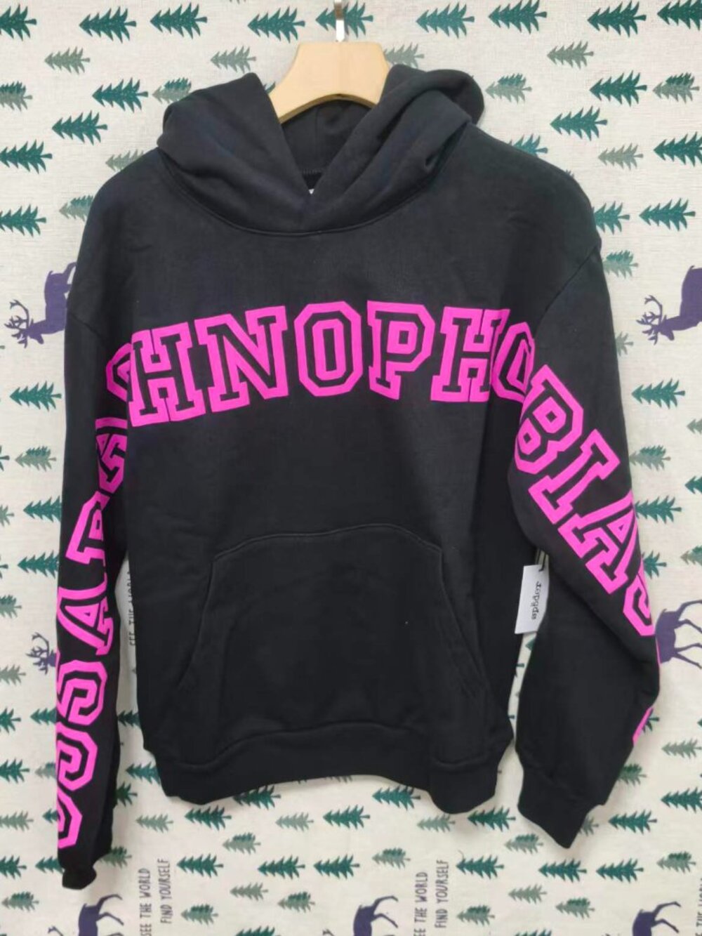 Sp5der ArachNYPhobia Hoodie, Black/Pink